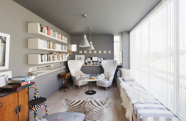 Modern luxury home showcase interior den sitting area