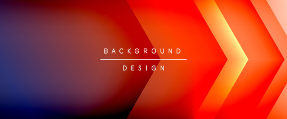 Arrow lines, technology digital template with shadows and lights on gradient background. Trendy simple fluid color gradient abstract background with dynamic straight shadow lines effect
