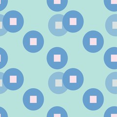 Geometric circles and squares seamless repeat pattern. Trendy and stylish surface pattern design.
