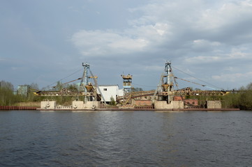  Jetty for the loading of gravel and sand materials on the river Sheksna. Vologda region