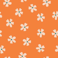 1970's groovy vintage retro floral seamless vector pattern