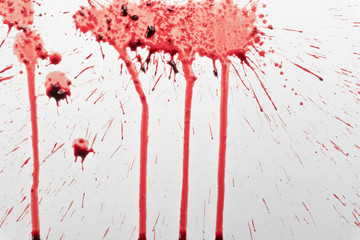 Blood spattered on a white background