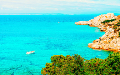 Landscape with Rocky coast of Capo Testa in Santa Teresa Gallura at the Mediterranean Sea on...