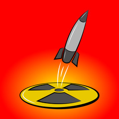 Rocket bomb and nuclear radioactive symbol vector illustration