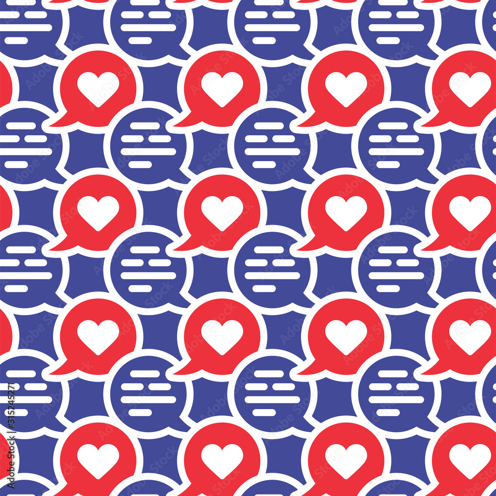 Poster chat dialog speech clouds cute seamless pattern. vector illustration abstract comments and message t