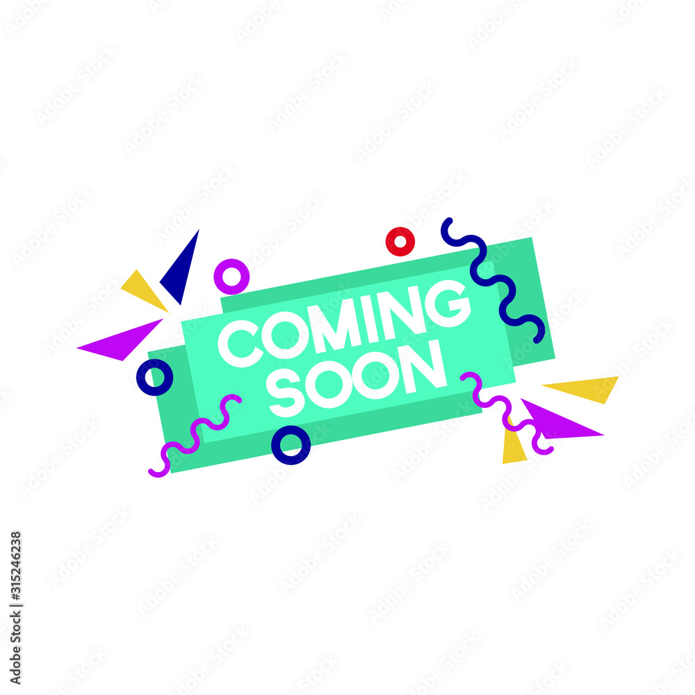 Aufkleber modern vector illustration banner ribbon coming soon. web element. isolated on white background.