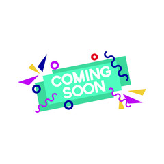 Modern vector illustration banner ribbon coming soon. Web element. Isolated on white background.