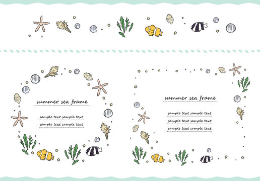 collection, celebration, layout, anniversary, summertime, ocean, banner, doodle, drawn, holiday, greeting, fish, marine, tropical, aquarium, beach, creative, sea, summer, nature, template, ornament, w