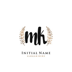  MK Initial handwriting logo vector