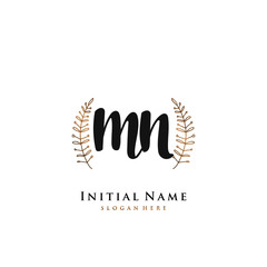 MN Initial handwriting logo vector