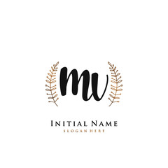  MV Initial handwriting logo vector