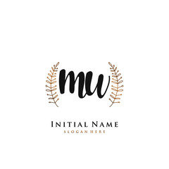 Obraz premium MW Initial handwriting logo vector