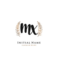  MX Initial handwriting logo vector