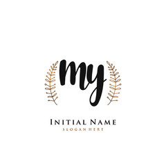 MY  Initial handwriting logo vector