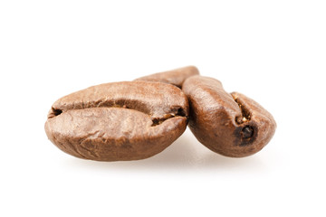 Roasted coffee beans isolated on white background 