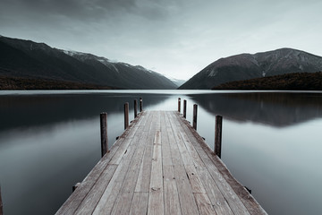 Rotoiti lake, Pontoon, New Zealand, Landscape - obrazy, fototapety, plakaty