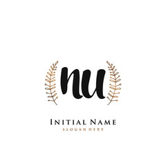 NU  Initial handwriting logo vector