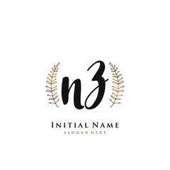 NZ  Initial handwriting logo vector