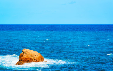 Landscape with Capo Pecora beach at the Mediterranean Sea in Buggerru in South Sardinia of Italy....