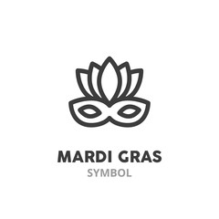 Carnival mask thin line icon. Mardi Gras, carnival. Vector illustration symbol elements for web design