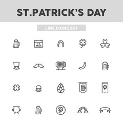 St. Patrick’s Day simple set line icons. Vector illustration symbol elements for web design.