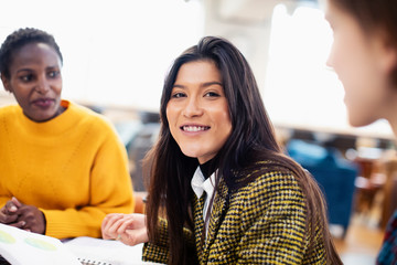 Portrait smiling, confident businesswoman