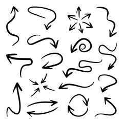 Hand drawn arrow vector icons set.
