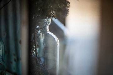 Wildflowers in simple clear glass vase