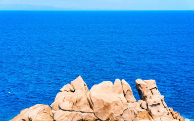 Landscape with Rocky coast of Capo Testa in Santa Teresa Gallura at the Mediterranean Sea on...