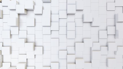 Abstract 3D illustration of white cubes background