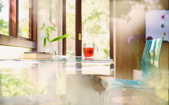 Tea On Desk In Tranquil Home Office