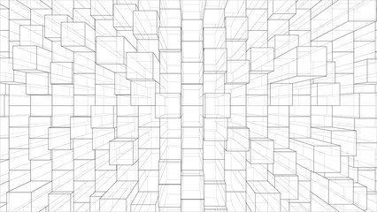 Abstract background of cubes outline. Vector