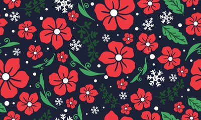 Antique and elegant wallpaper for Christmas, with cute leaf and flower background.