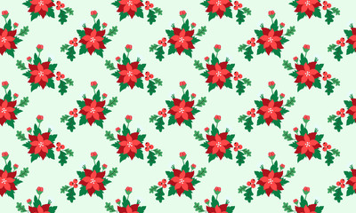 Beautiful Motif of Christmas floral background, for wrapping paper pattern and leaf flower drawing.