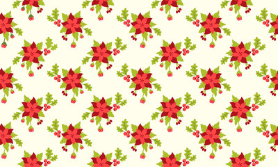 Leaf and flower style element template, elegant Christmas floral pattern background.