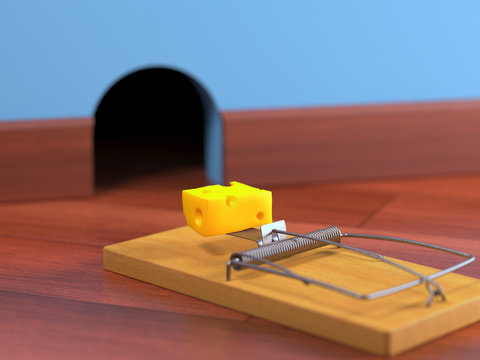 Mouse trap on the floor, illustration