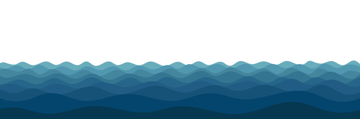 Vector drawing of waves on the sea, natural background