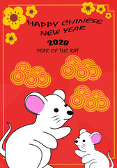 Chinese new year greetings, Year of the Rat ,2020,Lovely couple of cute mouse .