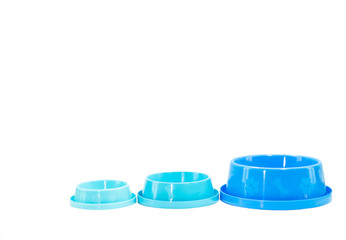 Plastic bowl three size with copy space on isolated white