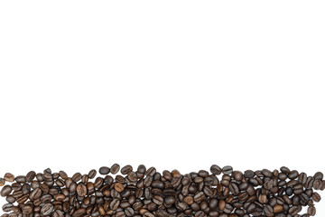 Coffee beans with copy space on isolated white