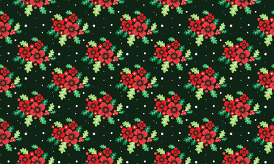 Fototapeta na wymiar The beauty of Christmas floral wallpaper decoration, with leaf and flower decor.