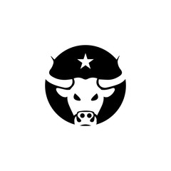 Bull Horn.Bull head Vector Icon Logo Template Illustration Design