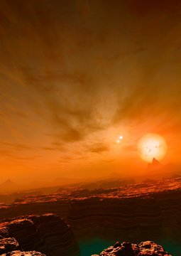 Artwork of planet orbiting Gliese 677C