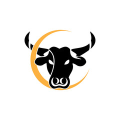 Bull Horn.Bull head Vector Icon Logo Template Illustration Design