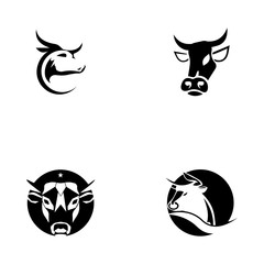 Bull Horn.Bull head Vector Icon Logo Template Illustration Design