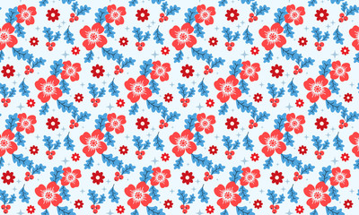 Christmas floral elegant pattern, with leaf and flower seamless concept.