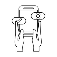 smartphone device with check and x symbols