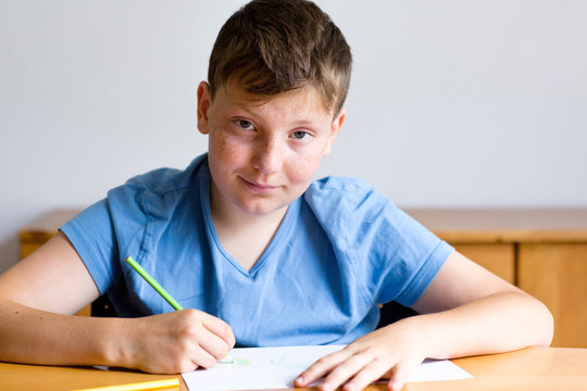Boy doing homework