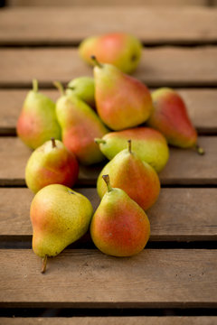 Guyot pears, high angle view