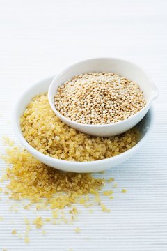Bulgur wheat and Quinoa seeds